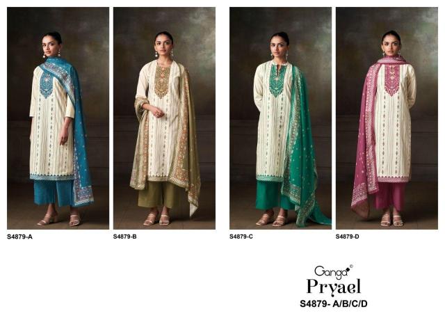 Ganga pryael 4879 cotton dress materials wholesale